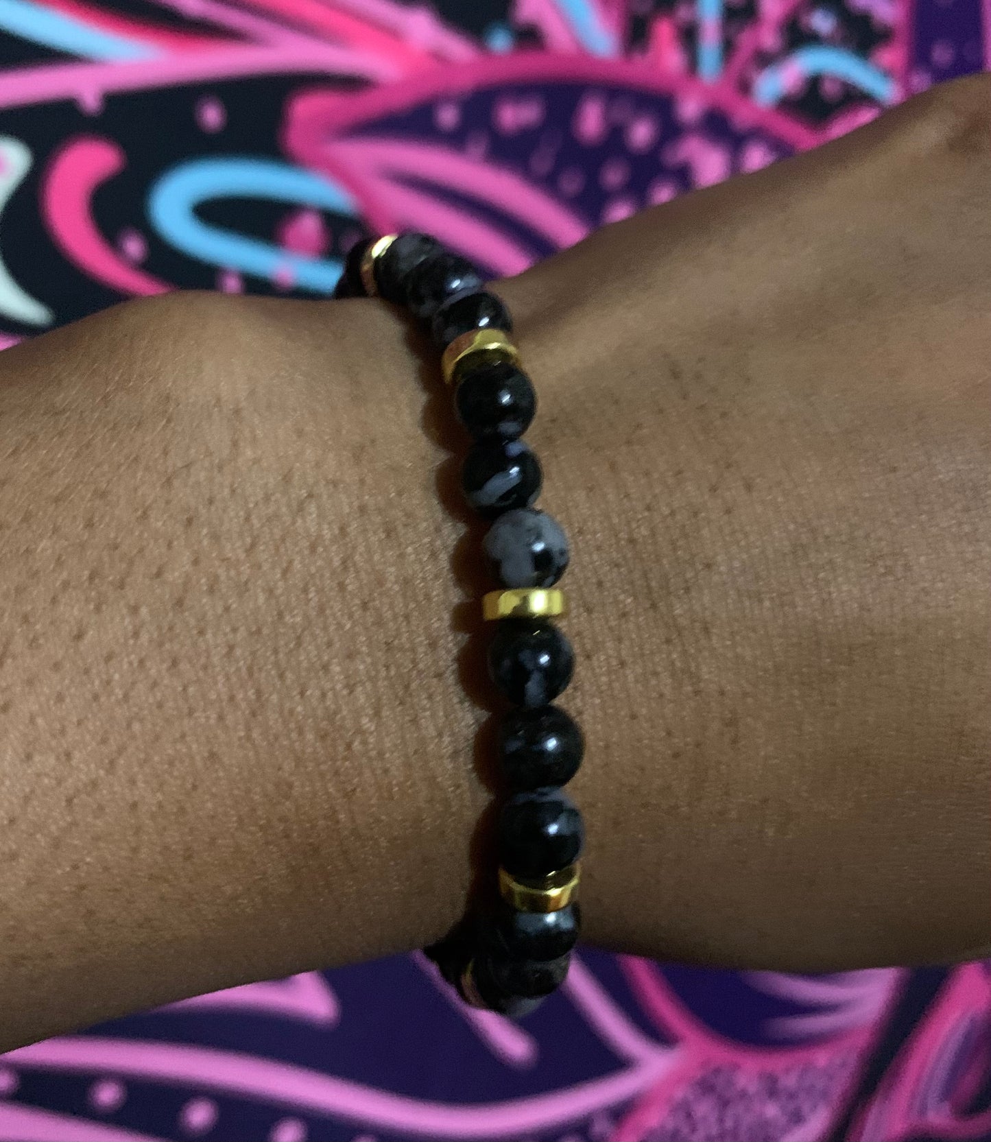 Indigo Gabbro and Hematite Bracelet