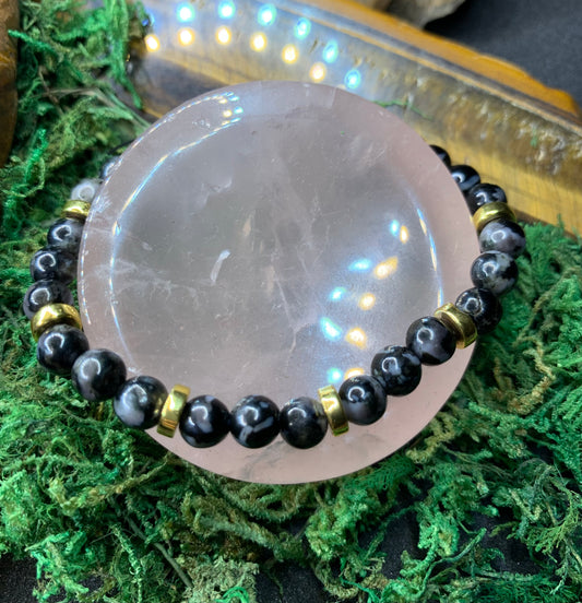 Indigo Gabbro and Hematite Bracelet