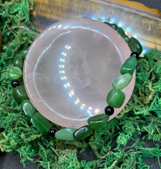 Nephrite Jade & Black Onyx Bracelet