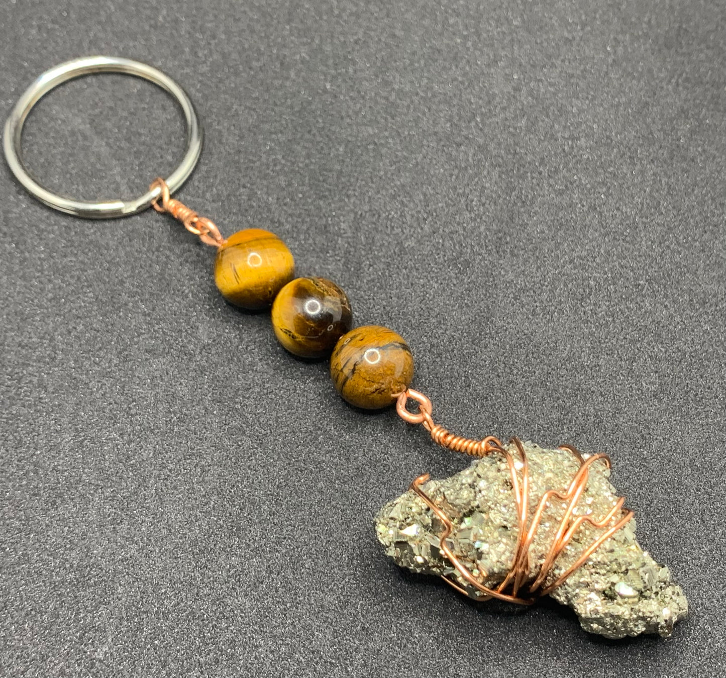 Tiger’s Eye & Pyrite Keychain